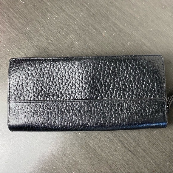 KATE SPADE Black Pebbled Leather Long Zippy Bi-Fold Wallet Wristlet - Picture 4 of 15